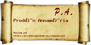 Prodán Annamária névjegykártya